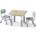 Brelley Height Adjustable Toddler Table and 2 Chairs Set, Grey