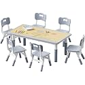 Brelley Height Adjustable Toddler Table and 6 Chairs Set, Grey