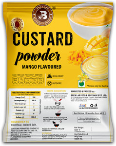 brew lab custard powder mango flavoured  easily blend quick  easy dessert mix  1 kg