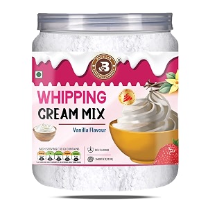 brew lab vanilla flavor whipping cream mix  smooth texture for decorated cakes desserts topping powder-250 gram
