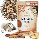 BREWIX, Masala Chai Tea Bags (50 Pyramid Tea Bags) Strong, Robust & Spicy - Pure Ingredients | Black Tea, Cinnamon, Ginger, Black Pepper, Cardamom & Cloves, Packed in Resealable Ziplock Pouch