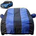 Brezza Dustproof Car Cover with Mirror Pockets, Royal Blue Stripes, Taffeta Polyster,Triple Stitched, Compatible with Maruti Brezza Car Cover (2016 to 2024), Brezza Car Accessories