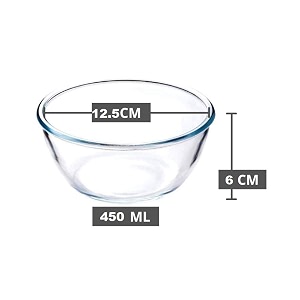brezzycloud glass mixing bowl b16fl - 450ml - transparent glass set of 1