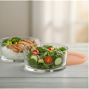 brezzycloud freezowarm glass warm amp serve bowl with lid - 785 ml - transparent glass with color lid microwave safe bowl and oven safe bowl 2-piece 785ml