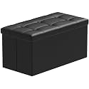 BRIAN &amp; DANY 30 Inches Storage Ottoman Bench, Faux Leather Ottoman with Storage, Folding Bench Shoe, Foot Rest Stool, for Living Room, Black