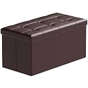 BRIAN &amp; DANY 30 Inches Storage Ottoman Bench, Faux Leather Ottoman with Storage, Folding Bench Shoe, Foot Rest Stool, for Living Room, Brown