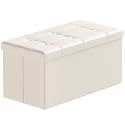 BRIAN & DANY 30 Inches Storage Ottoman Bench, Faux Leather Ottoman with Storage, Folding Bench Shoe, Foot Rest Stool, for Living Room, Beige