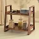 Brick Brown® Premium Handcrafted Versatile Wooden Shelf Organizer with Drawer – Multi-Purpose Kitchen Rack, Countertop & Floor Stand Cabinet | Wooden Spice Rack | Kitchen Organizer (18x18x10.7 Inch)