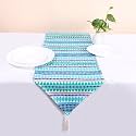 BRICK HOME Aztec Blue Woven Fabric Table Runner with Tassel (13 X 72 Inches)