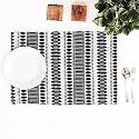 BRICK HOME Aztec Black Woven Fabric Table Placemats Pack of 6 (12 X 18 Inches)