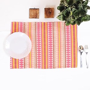 brick home aztec orange woven fabric table placemats pack of 6 12 x 18 inches