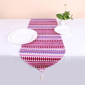 brick home aztec purple woven fabric table runner with tassel 13 x 60 inches