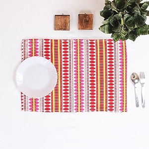 brick home aztec red woven fabric table placemats pack of 6 12 x 18 inches