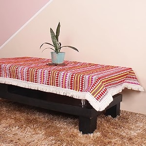 brick home aztec red woven fabric table cover with lace 40 x 60 inches