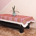 BRICK HOME Aztec Red Woven Fabric Table Cover with Lace (54 X 78 Inches)