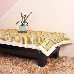 brick home aztec yellow woven fabric table cover with lace 40 x 60 inches