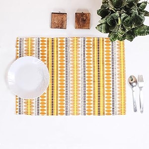 brick home aztec yellow woven fabric table placemats pack of 6 12 x 18 inches