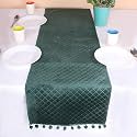 BRICK HOME Quilted Velvet 4 Seater Table Runner with Pom Pom ( 13 x 60 Inches )