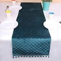 BRICK HOME Quilted Velvet 4 Seater Table Runner with Pom Pom ( 13 x 60 Inches )
