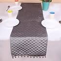 BRICK HOME Quilted Velvet 4 Seater Table Runner with Pom Pom ( 13 x 60 Inches )