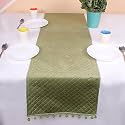 BRICK HOME Quilted Velvet 4 Seater Table Runner with Pom Pom ( 13 x 60 Inches )