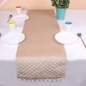 BRICK HOME Quilted Velvet 6 Seater Table Runner with Pom Pom ( 13 x 60 Inches )