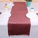 BRICK HOME Quilted Velvet 6 Seater Table Runner with Pom Pom ( 13 x 60 Inches )