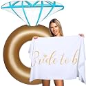 Bride Diamond Ring Pool Float & Towel Set Bachelorette Party Decor Inflatable Diamond Pool Float Bridal Shower Gift Engagement Party Favors Swimming Tube River Wedding Photo Prop