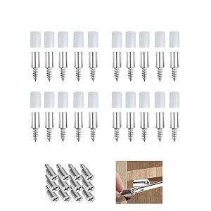 20 pack self tapping screws cabinet laminate support shelf pins with non-slip sleeve cabinet shelf pegs for kitchen utensils bookcases and wardrobes