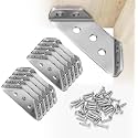 10PCS Corner Connectors, Stainless Steel Universal Corner Braces, Premium Angle Corner Brackets with Screws, Furniture Triangle Support for Wood Shelf, Cabinets, Tables, Chairs.