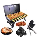 Bright Berg Barbeque Tandoori Grill with Folding Stand and 8 Skrewer Glove Tong Iron CRC Seat Powder Coating Body