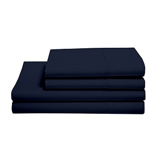 elastic fitted sheet king size 78x80 inch - soft fitted sheet with 2 pillow case -fitted bed sheets fits up to 6 to 8 inches drop_navy blue