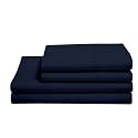 Elastic Fitted Sheet King Size 78x80 Inch - Soft Fitted Sheet with 2 Pillow case -Fitted Bed Sheets Fits Up to 6 to 8 Inches Drop_Navy Blue