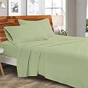 Bright Décor Bedsheets - Soft Microfiber 3 Piece Hotel Luxury Flat Bed Sheets with Pillow Cases 1800 Series - Double_Sage