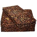 Bright Décor Bedsheets - Soft Microfiber 3 Piece Hotel Luxury Flat Bed Sheets with Pillow Cases 1800 Series - Animal Print Leopard - Double