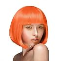 Bright Orange Straight Bob Wig with Bangs Short Length Apple Cut