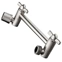 BRIGHT SHOWERS Brass Shower Arm Extender for Rain and Handheld Shower Head, 5 Inch Universal Shower Head Extension Arm, Height &amp; Angle Adjustable, Brushed Nickel