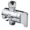 BRIGHT SHOWERS Shower Arm Diverter Valve for Hand held Showerhead and Fixed Spray Head, 3-Way Shower Head Diverter Valve, Chrome