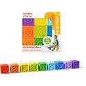 Bright Starts KaledioCubes 9 Count Stack &amp; Squeeze Blocks Baby Bath Toys - Play &amp; Learn with Colors, Numbers &amp; Shapes, Ages 3 Months+, Multicolor (Pack of 6)
