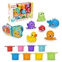 Bright Starts Splash, Splash Baby 15pc Bath Set - Waterproof Book, Rubber Ducky, Animal Toys and Stacking Cups, Unisex, 6 Months+