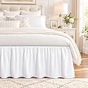 Bright White Bed Skirt King Size 15" Drop, Elastic Wrap Around Bedskirt