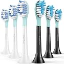 BrightDeal Replacement Heads for Philips Sonicare ProtectiveClean 4100 5100 6100 DiamondClean 9500 ExpertClean 7500 FlexCare HealthyWhite Electric Sonic Toothbrush C3 G3 W3 C2 G2, White&amp;Black, 6 Pack