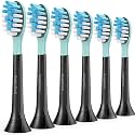 BrightDeal Replacement Heads for Philips Sonicare ProtectiveClean 4100 5100 6100 DiamondClean 9500 ExpertClean 7500 FlexCare HealthyWhite Electric Sonic Toothbrush C3 G3 W3 C2 G2 Brush, Black, 6 Pack