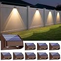 Brighter Solar Fence Lights-3000/4000/6000K 3 Mode,Solar Lights Outdoor Waterproof,Dusk to Dawn Deck Light, Outdoor Lighting for Backyard/Railing/Wall/Step/Patio(8 Pack,Brown)