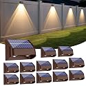 Brighter Solar Fence Lights-3000/4000/6000K 3 Mode,Solar Lights Outdoor Waterproof,Dusk to Dawn Deck Light, Outdoor Lighting for Backyard/Railing/Wall/Step/Patio(12 Pack,Brown)