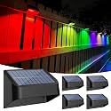 Brighter Solar Fence Lights RGB 8 Colors, Dusk to Dawn Deck Light, Fence Solar Lights Outdoor IP65 Waterproof, Solar Outdoor Lights for Backyard/Railing/Wall/Step/Patio(4 Pack)