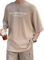 BRIGHTKTAFT Printed Men Round Neck Beige T-Shirt