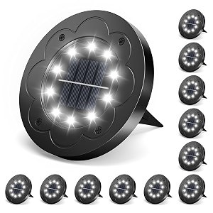 brightown solar lights outdoor waterproof 12 packs led in-ground solar yard lights for yard patio garden lawn deck outside pathway driveway walkway sidewalk cold white