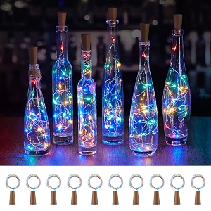 brightown 10 pack wine bottle lights with cork multicolor