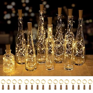 brightown 20 pack wine bottle lights with cork warm white